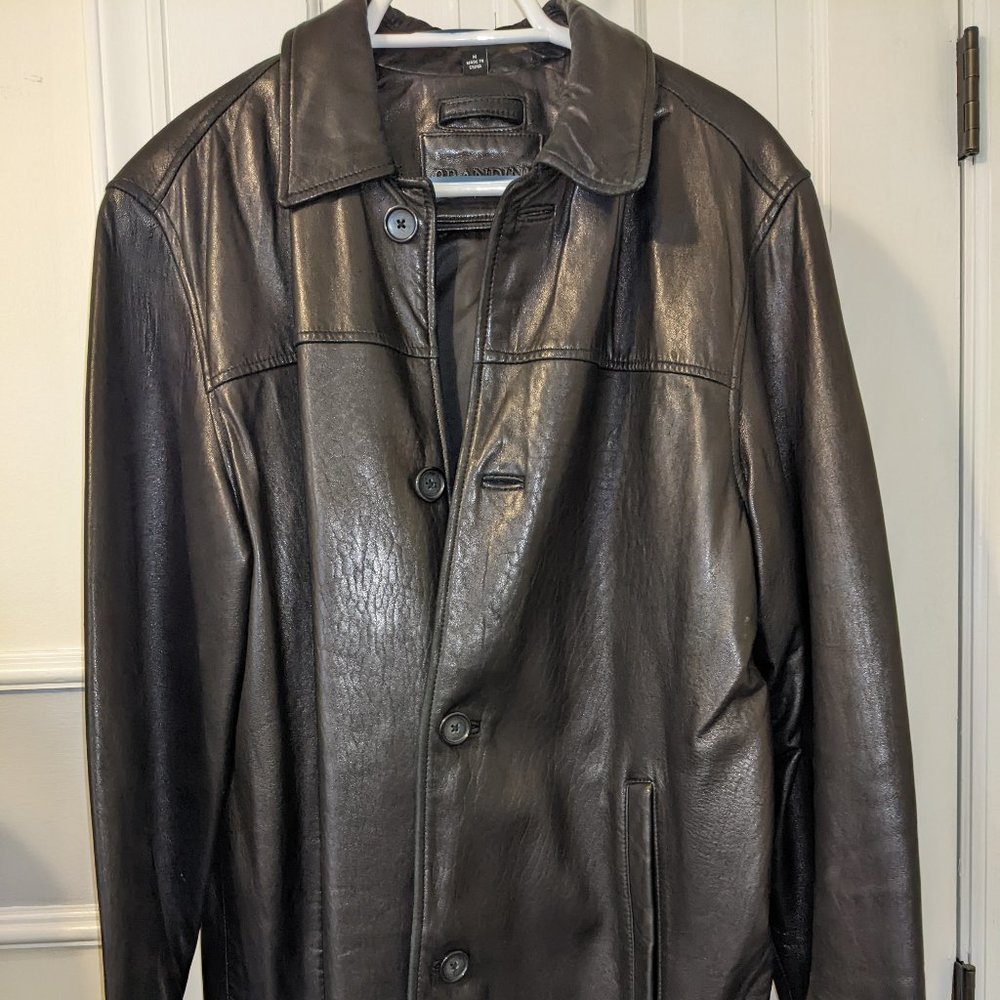 Men's black leather jacket
